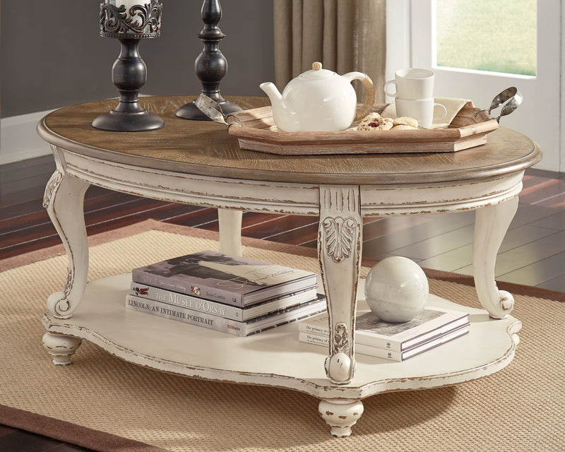 Realyn White/Brown Coffee Table with 2 End Tables from Ashley - DMV Furniture