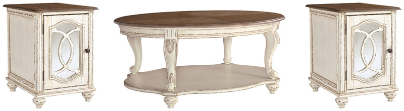 Realyn White/Brown Coffee Table with 2 End Tables from Ashley - DMV Furniture