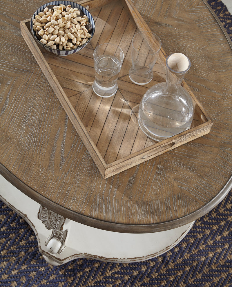 Realyn White/Brown Coffee Table with 2 End Tables from Ashley - DMV Furniture