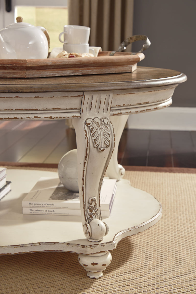 Realyn White/Brown Coffee Table with 2 End Tables from Ashley - DMV Furniture