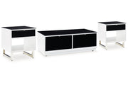 Gardoni White/Black Coffee Table and 2 End Tables -  Ashley - DMV Furniture