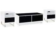 Gardoni White/Black Coffee Table and 2 Chairside End Tables -  Ashley - DMV Furniture