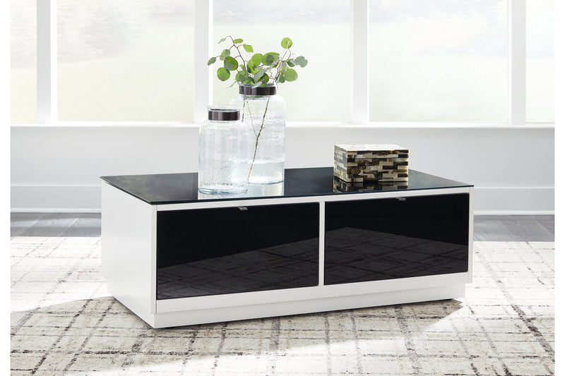 Gardoni White/Black Coffee Table and 2 End Tables -  Ashley - DMV Furniture