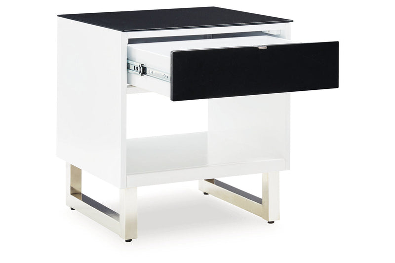 Gardoni White/Black Coffee Table and 2 End Tables -  Ashley - DMV Furniture