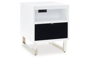 Gardoni White/Black Coffee Table and 2 Chairside End Tables -  Ashley - DMV Furniture
