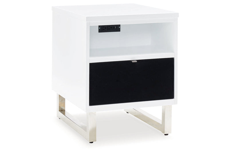 Gardoni White/Black Coffee Table and 2 Chairside End Tables -  Ashley - DMV Furniture
