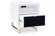 Gardoni White/Black Coffee Table and 2 Chairside End Tables -  Ashley - DMV Furniture