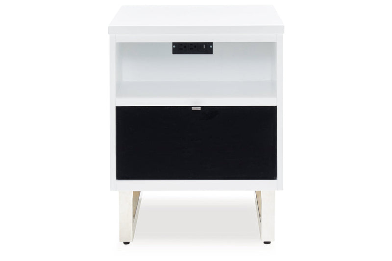 Gardoni White/Black Coffee Table and 2 Chairside End Tables -  Ashley - DMV Furniture