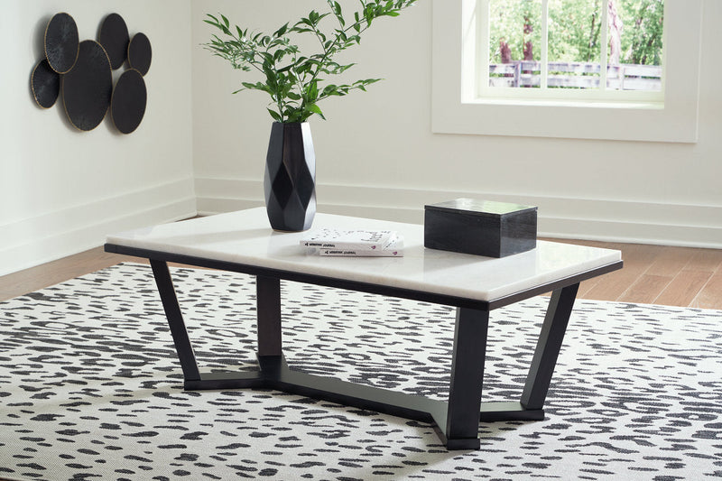 Fostead White/Espresso Coffee Table and 2 Ends -  Ashley - DMV Furniture