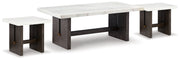 Burkhaus White/Dark Brown Coffee Table and 2 End Tables Set from Ashley - DMV Furniture