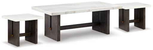 Burkhaus White/Dark Brown Coffee Table and 2 End Tables Set from Ashley - DMV Furniture