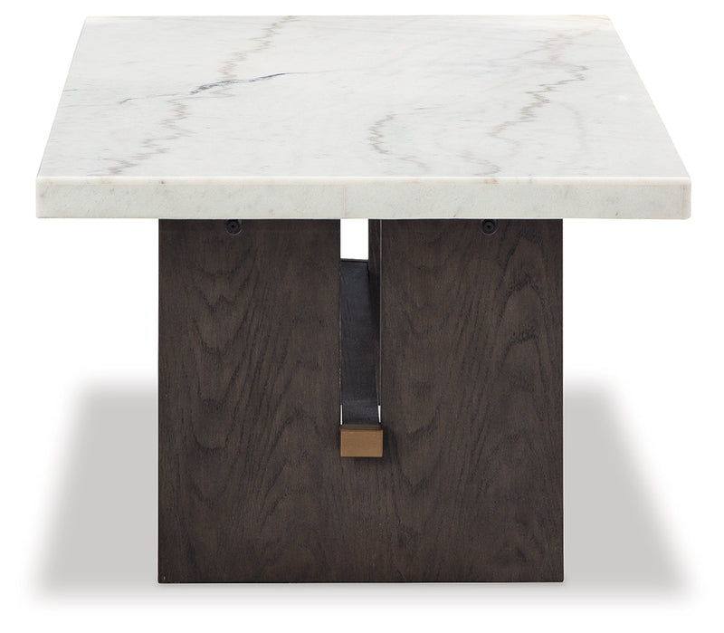 Burkhaus White/Dark Brown Coffee Table and 2 End Tables Set from Ashley - DMV Furniture
