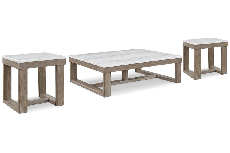 Loyaska Brown/Ivory Coffee Table and 2 End Tables -  Ashley - DMV Furniture