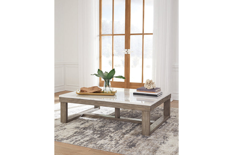 Loyaska Brown/Ivory Coffee Table and 2 End Tables -  Ashley - DMV Furniture