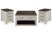 Darborn Gray/Brown Lift-top Coffee Table and 2 Chairside End Tables -  Ashley - DMV Furniture