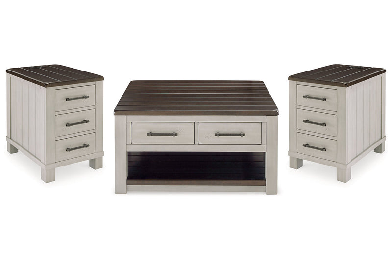 Darborn Gray/Brown Lift-top Coffee Table and 2 Chairside End Tables -  Ashley - DMV Furniture