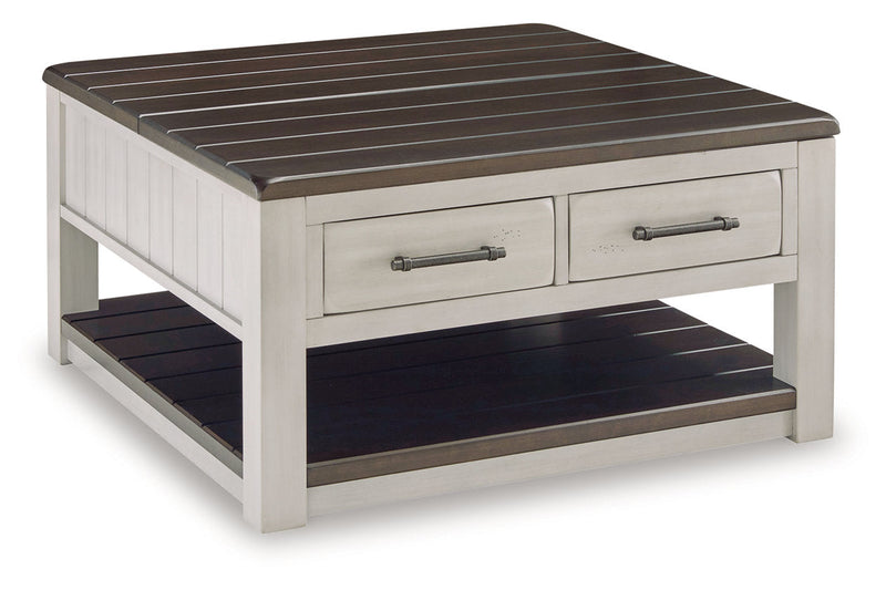 Darborn Gray/Brown Lift-top Coffee Table and 2 Chairside End Tables -  Ashley - DMV Furniture