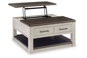 Darborn Gray/Brown Lift-top Coffee Table and 2 Chairside End Tables -  Ashley - DMV Furniture