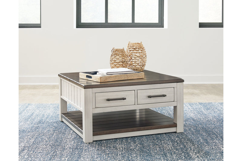Darborn Gray/Brown Lift-top Coffee Table and 2 Chairside End Tables -  Ashley - DMV Furniture