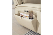 Double Deal Almond 2-Piece Power Reclining Loveseat Sectional with Console -  Ashley - DMV Furniture