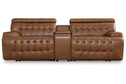 Temmpton Chocolate 3-Piece Power Reclining Sectional Loveseat with Console -  Ashley - DMV Furniture