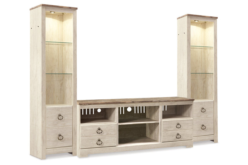 Willowton Whitewash 3-Piece Entertainment Center -  Ashley - DMV Furniture