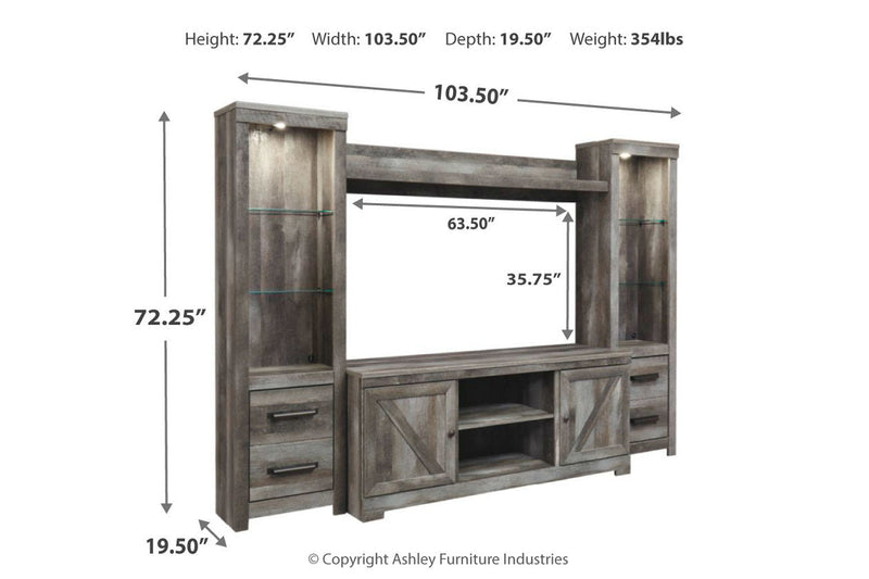 Wynnlow Gray 4-Piece Entertainment Center -  Ashley - DMV Furniture