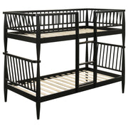 Abram Windsor Twin Over Twin Wood Bunk Bed with Ladder Black - 460061BLKT