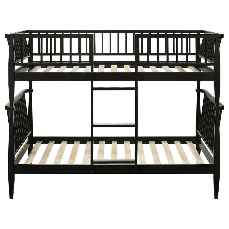 Abram Windsor Twin Over Twin Wood Bunk Bed with Ladder Black - 460061BLKT