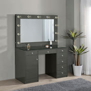 Acena 7-drawer Vanity Set with Lighting Grey High Gloss - 931145
