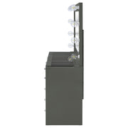 Acena 7-drawer Vanity Set with Lighting Grey High Gloss - 931145