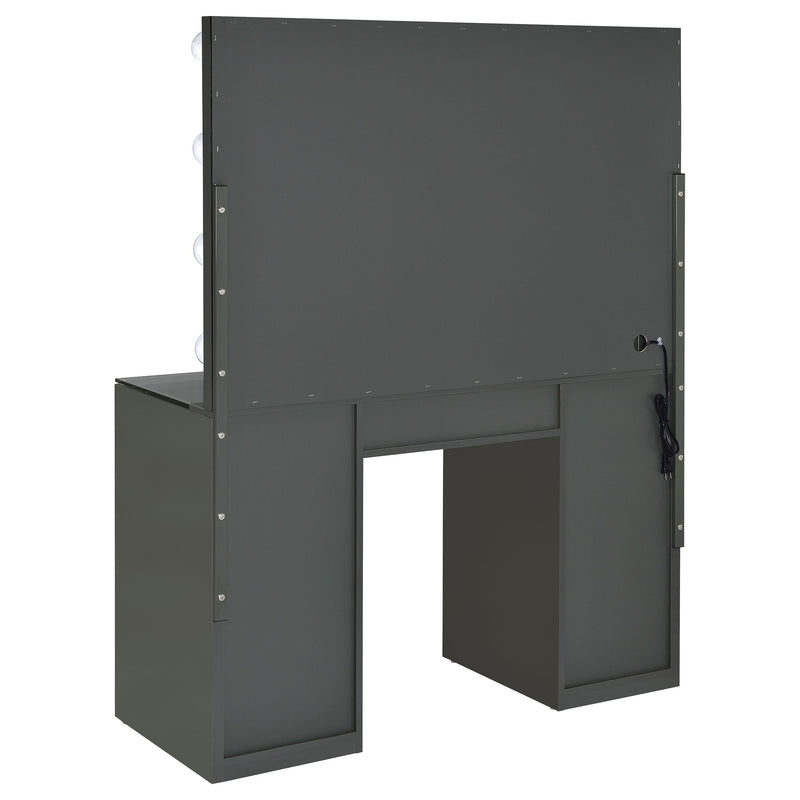Acena 7-drawer Vanity Set with Lighting Grey High Gloss - 931145