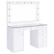 Acena 7-drawer Vanity Set with Lighting White High Gloss - 931143