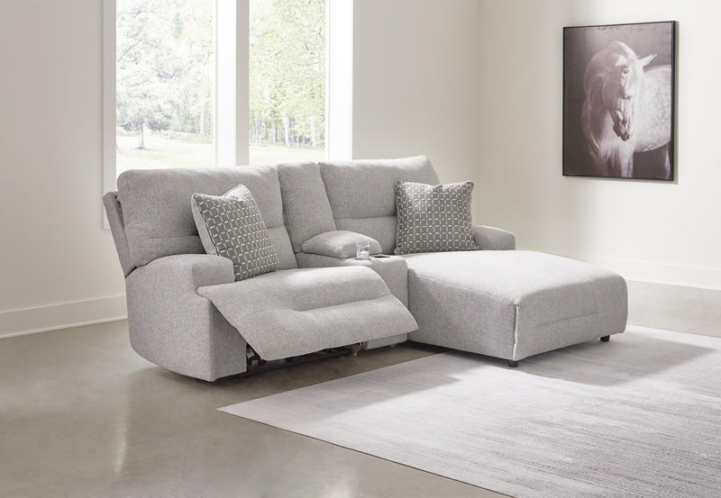 Acklen Place Pewter 3-Piece Power Reclining Sectional Sofa with Chaise - 93605S4