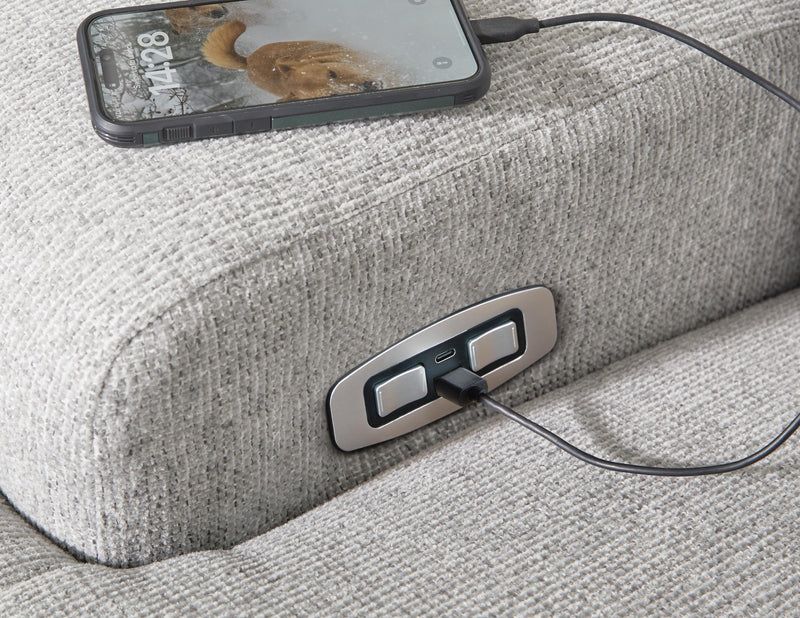 Acklen Place Pewter 3-Piece Power Reclining Sectional Sofa with Chaise - 93605S5