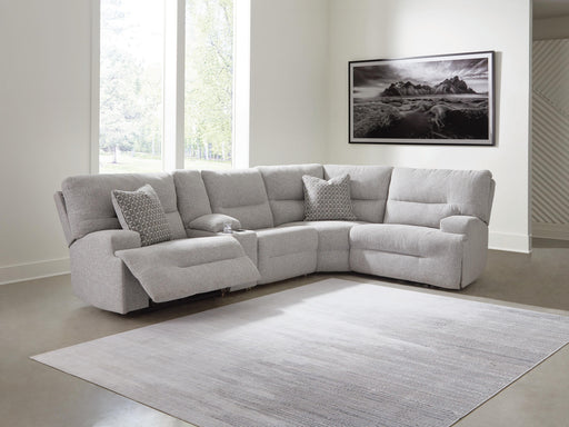 Acklen Place Pewter 5-Piece Power Reclining Sectional with Storage Console - 93605S19