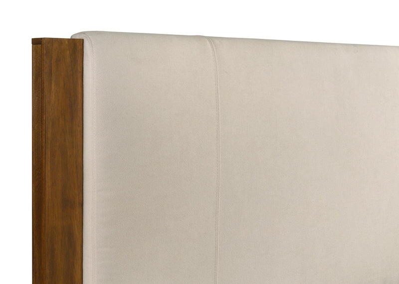 Adderley Queen Wood Panel Bed Cream and Warm Brown - 215851Q