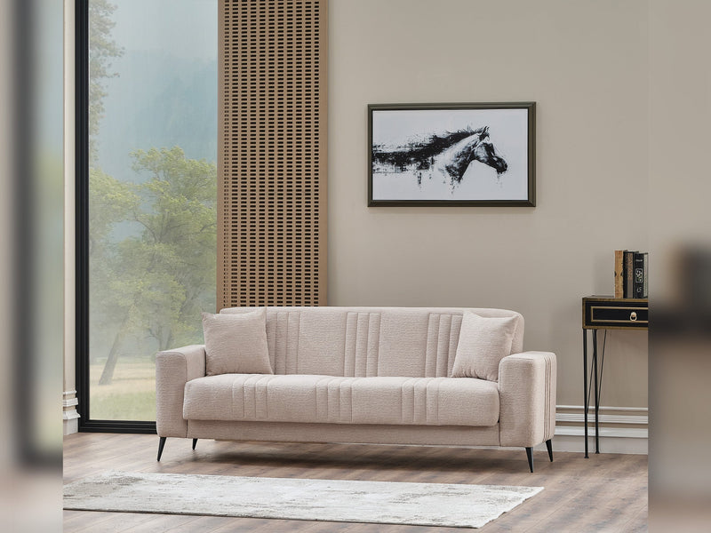 Adela 3-pieces (Sofa & Loveseat & Chair) Livingroom Set Cream in Cream - 101-ADE-ELI02-321