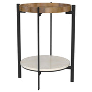 Adhvik Round End Side Table Marble Shelf Natural and Black - 931218