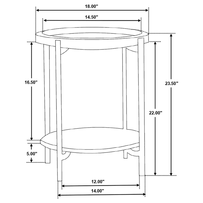 Adhvik Round End Side Table Marble Shelf Natural and Black - 931218