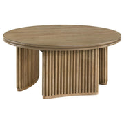 Adina 36-inch Round Wood Coffee Table Distressed Light Brown - 722938