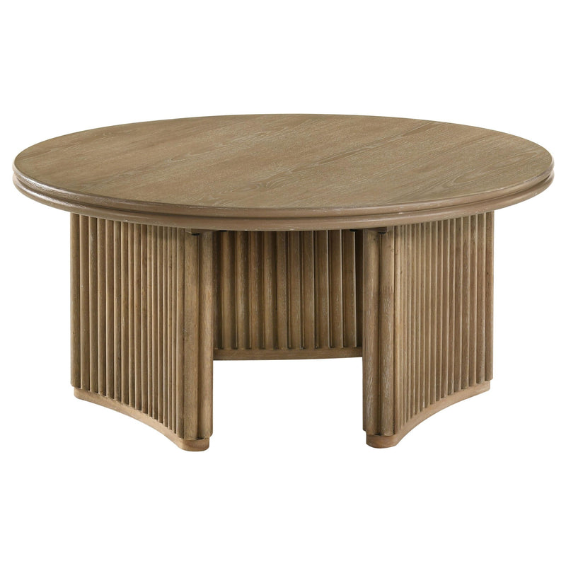 Adina 36-inch Round Wood Coffee Table Distressed Light Brown - 722938