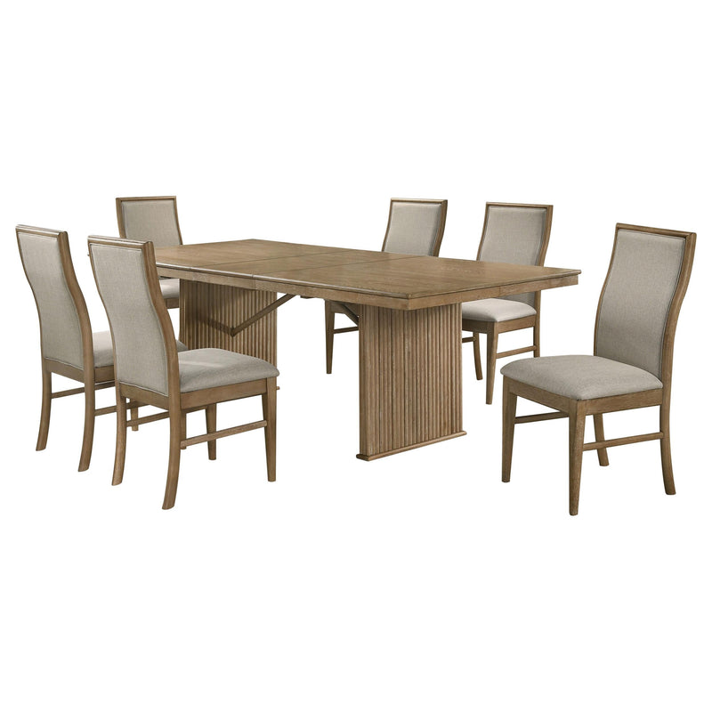 Adina 7-piece Extension Dining Set Distressed Light Brown - 193611-S7