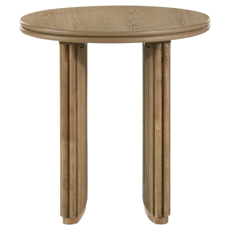 Adina Round Wood Side End Table Distressed Light Brown - 722937