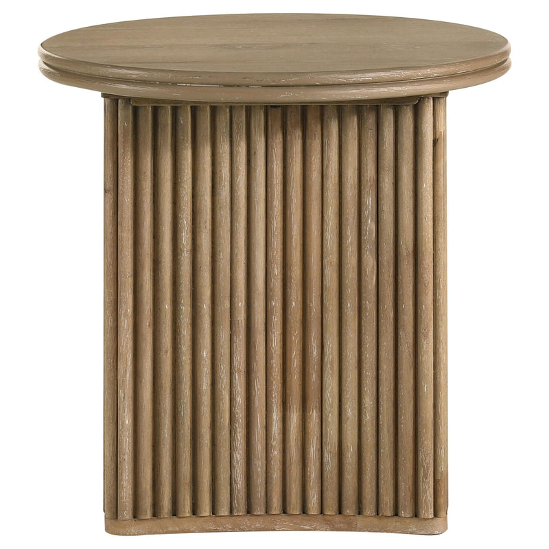 Adina Round Wood Side End Table Distressed Light Brown - 722937