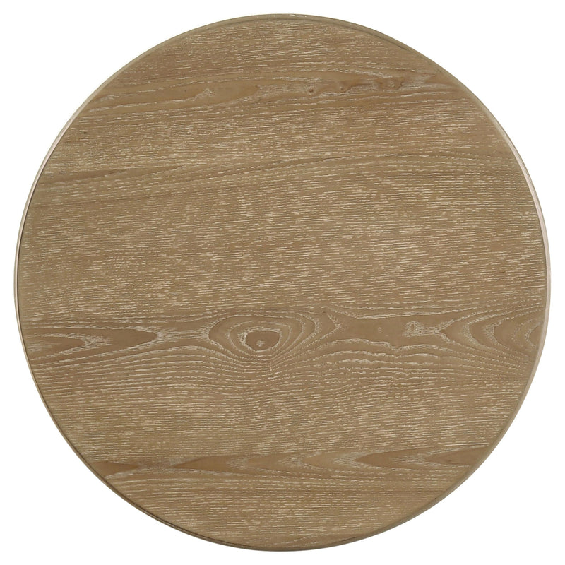Adina Round Wood Side End Table Distressed Light Brown - 722937