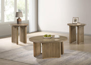 Adina Round Wood Side End Table Distressed Light Brown - 722937