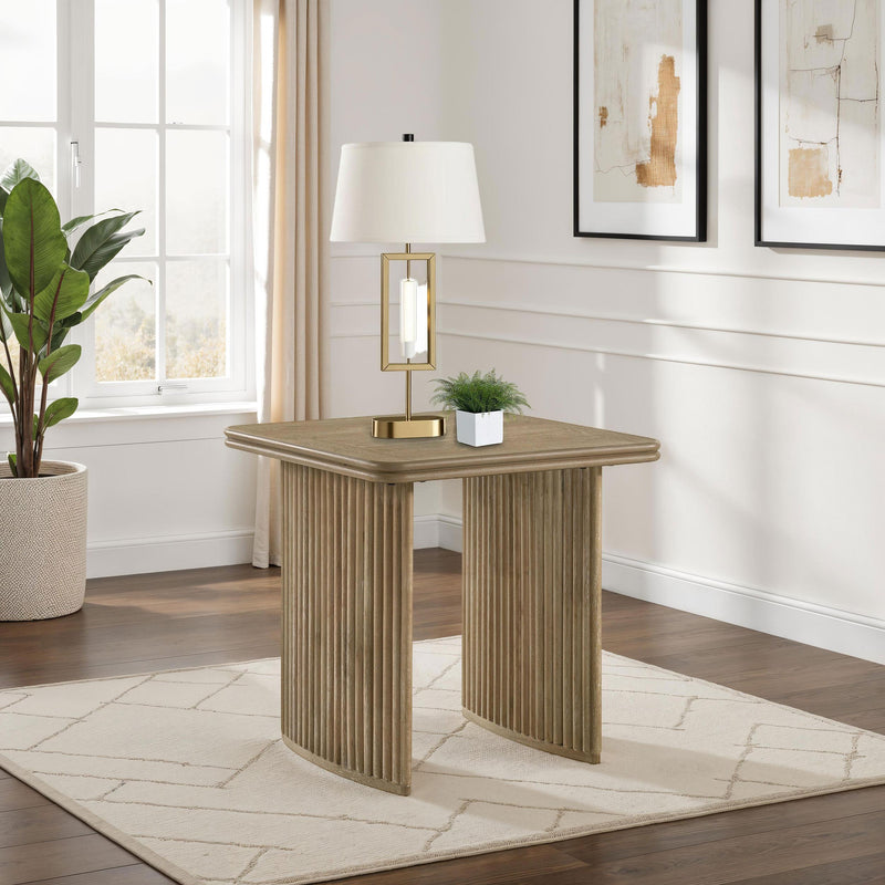 Adina Square Wood Side End Table Distressed Light Brown - 722857