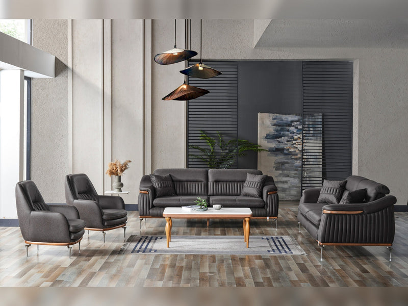 Ahsen 3-pieces (Sofa & Loveseat & Chair) Livingroom in Anthracite - 200-ELIF-AHS-MOD-ANT-321