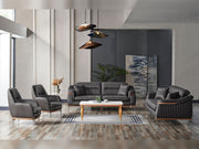 Ahsen 3-pieces (Sofa & Loveseat & Chair) Livingroom Set Dark Grey in Dark Grey - 200-AHS-MODDGRAY-321